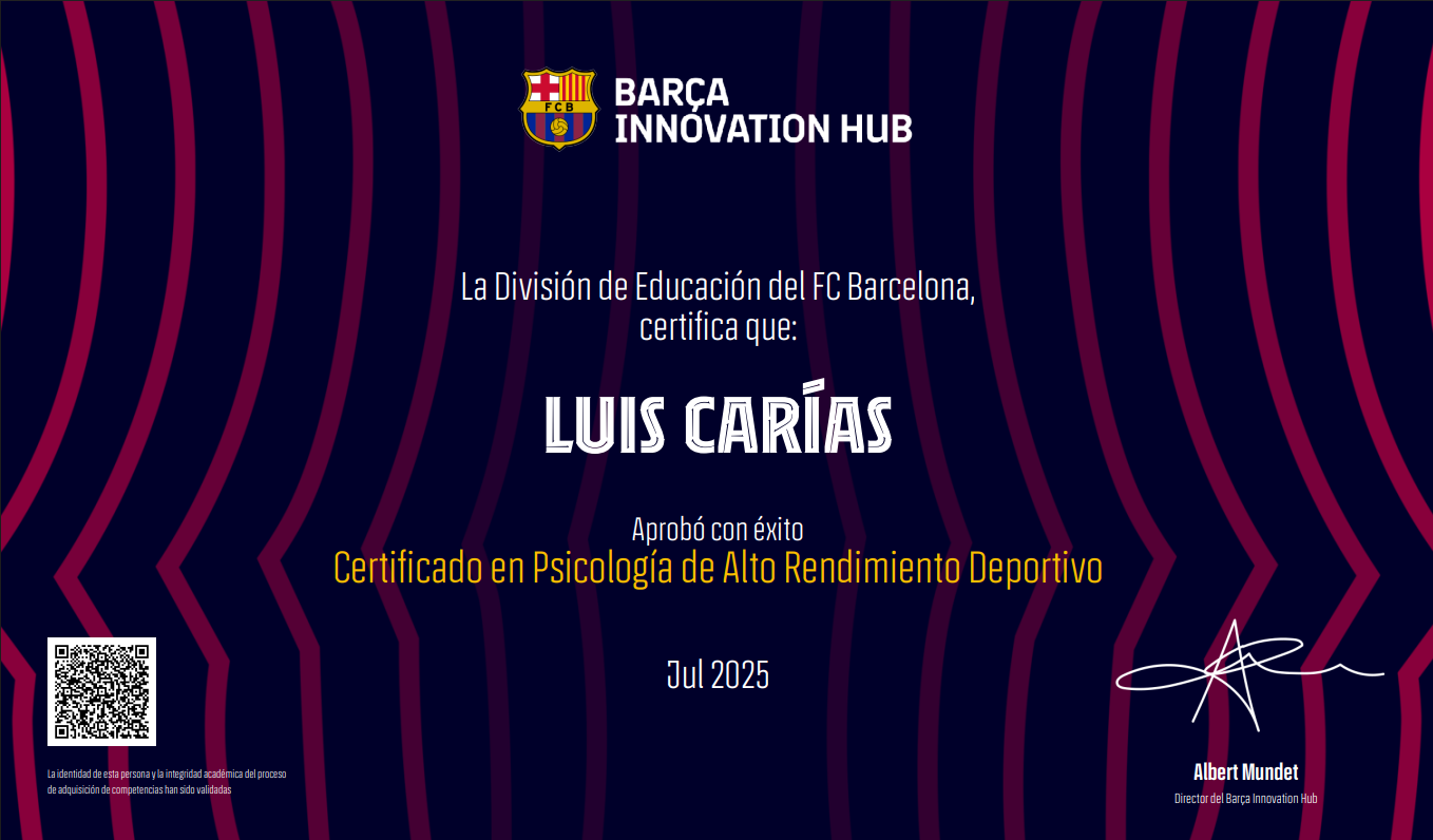 psicólogo deportivo con Certificado FC Barcelona